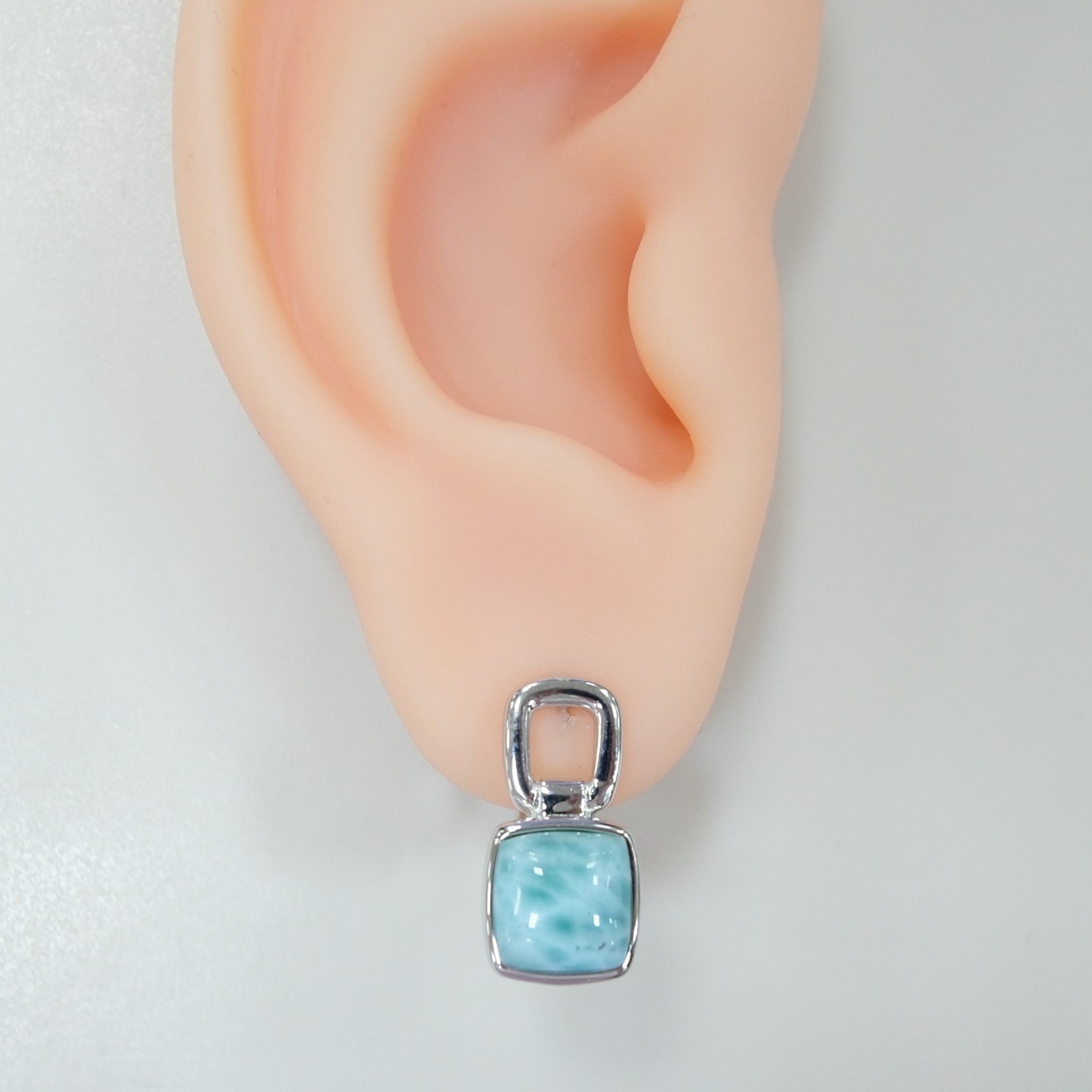 Серебряные серьги с ларимарами